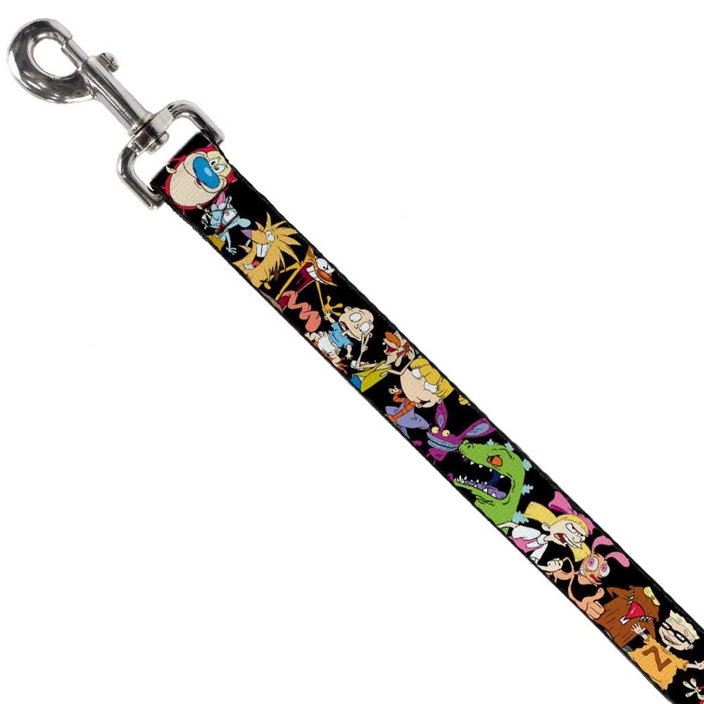 Dog Leash Nick 90s 13 Character Poses Black 4 Feet Long 1.0 Inch Wide
