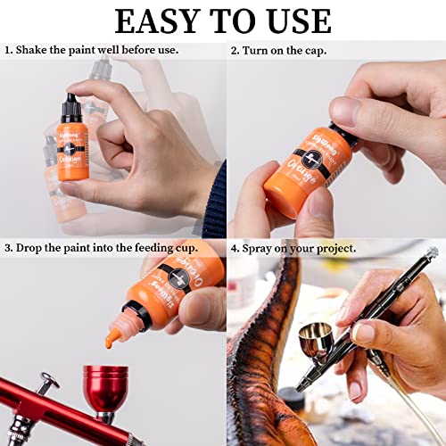 Airbrush-Paint-Set-24-Colors-Airbrush-Paint-with-2-Airbrush-Cleaner-Ready-to-Spray-Water-Based-Acrylic-Airbrush-Paint-Kit-for-Metal-Plastic-Models-Leather-20mlBottle-Opaque-Neon-Pearl-Colors