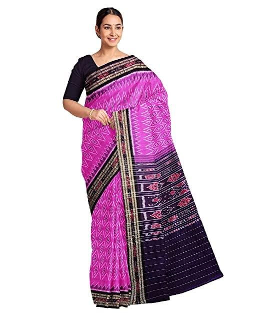 Image of Ikat Women's Cotton Saree, Handmade Pure Cotton Khandua Saree, Ikkat Orissa Traditional Handloom Saree Without Blouse