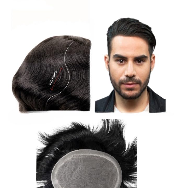 HAIR HUT Silk Base Mirage Hair Patch/Hair Wig for men Skin Base 100% natural human hair Premium Hair Patch For Men (9x6, Dark Brown)