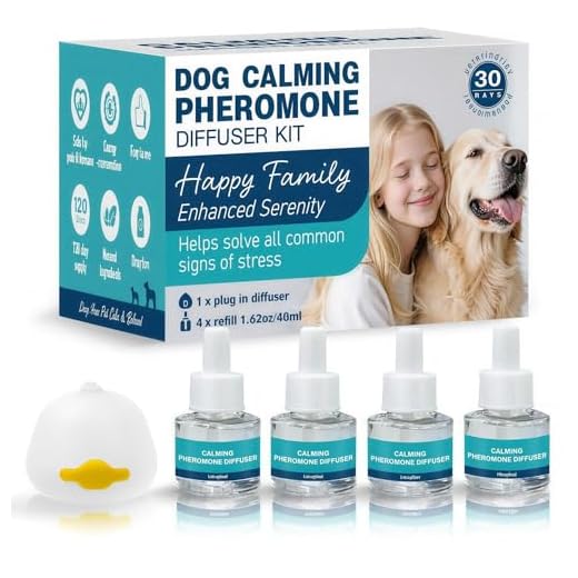 5-IN-1 Hund beruhigende Pheromon Diffuser (1 Stecker in + 4 Refills),Beruhigender Hunde-Diffusor,Pheromone Hund Beruhigung Steckdose Set,Entlastung Angst,für kleine und mittelgroße Hunde und Welpen