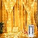 Vegena LED USB Lichtervorhang 3m x 3m, 300 LEDs Lichterkettenvorhang mit 8 Modi Lichterkette Gardine für Partydekoration Schlafzimmer Innenbeleuchtung Weihnachten Deko Warmweiß [Energieklasse A+++]