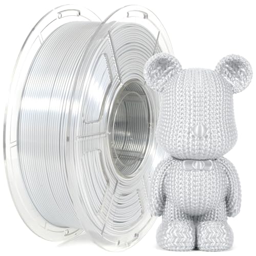 Image of IEMAI Silver Silk PLA Filament 1.75mm 1kg, Silky Glossy Finish 3D Printer Filament Max 600mm /s Printing, Enhanced Toughness & Neatly Wound for DIY, Art & Home Decor