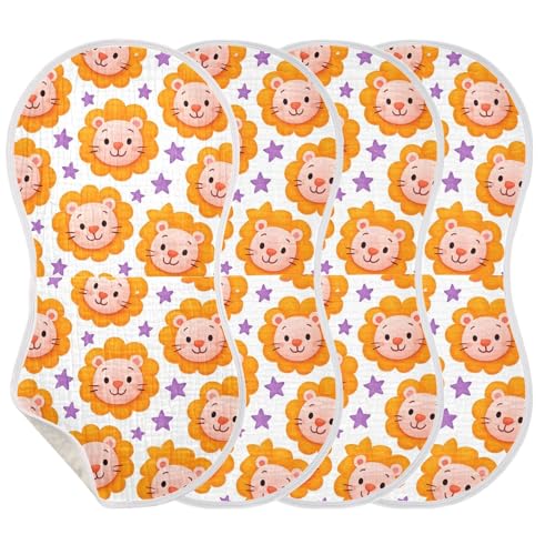 Cute Cartoon Lion Baby Burp Cloths for Boys and Girls, Soft Muslin Spit Up Towels, 22"x11" Newborn Essentials for Feeding and Drooling, 1 Pack3