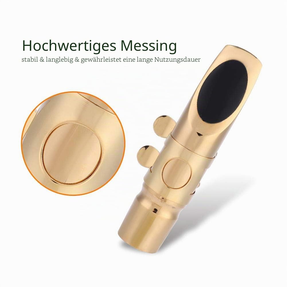 Saxophon Mundstück, Es Alt Saxophon 6C Mundstück mit Kappe Pads, hochwertige Kappe Pads für Profisaxofonisten, Hobbymusiker und Studioaufnahmen