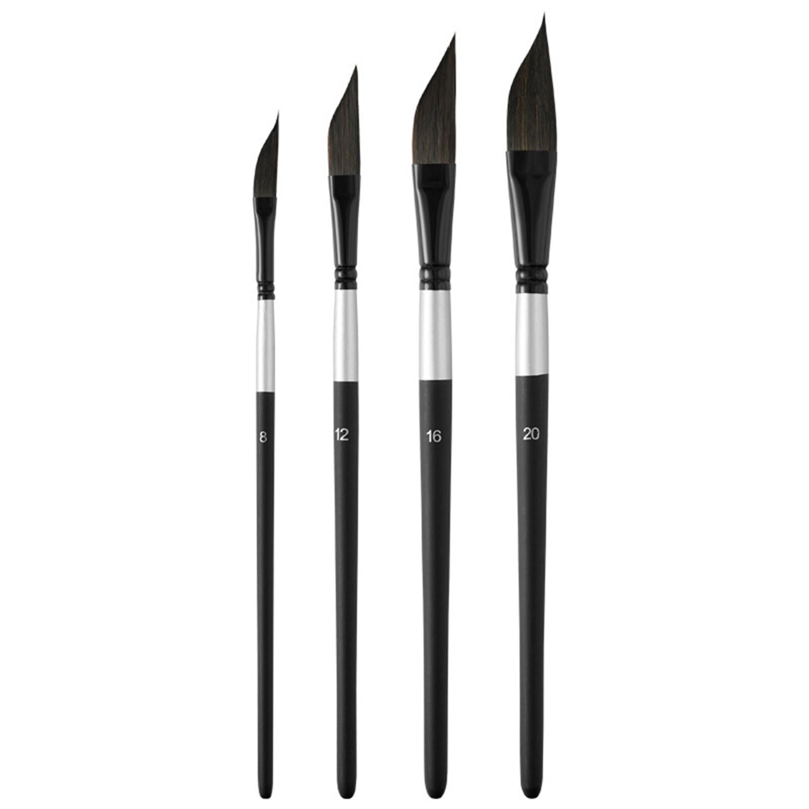 Hsioluted 4Pcs Artist Paint Brushes With Oblique Tip Wooden Handle Nylon Bristles Brushes For Painting Sketching Fine Line Drawing Nylon Bristle Painting Tools