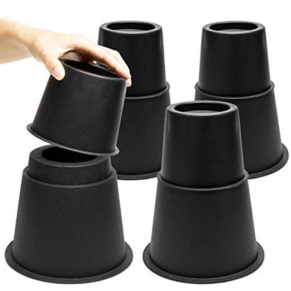 Rialzi per Mobili, Letti, Tavoli, Supporti Regolabili 7.5, 13, e 20.5CM Piedini Rialzi per Mobili Supportano Fino a 600 kg, 8 Pezzi-Nero