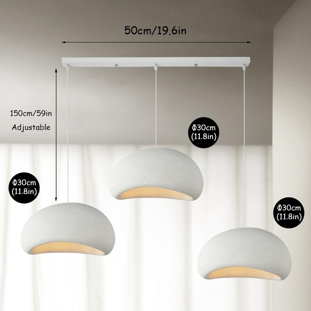 Kreatywna Lampa Wisząca Wabi-sabi E27 Biały Żyrandol Z Polietylenu Nowoczesna Lampa Wisząca Na Stół Do Jadalni 3 Światła Oświetlenie Wewnętrzne Regulowana Dekoracja Domu(A2)