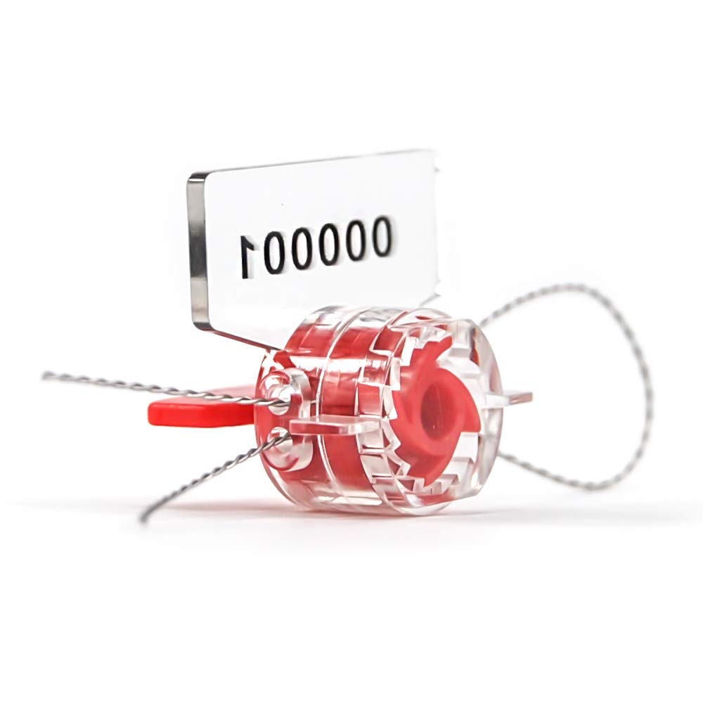 Plastikowe plomby sabotażowe, 1000 szt. Zabezpieczenie przed manipulacją Twist Tight Roto Security Meter Uszczelki Kłódka o wysokim bezpieczeństwie elektrycznym(Red,100PCS)