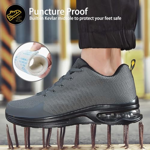 Image of LUPWEE Steel Toe Shoes for Men Women, Slip Resistant Safety Work Shoes Puncture Proof Comfortable Indestructible Sneakers with Specialized Work Insole for Industry Construction Warehouse