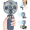 Hand Fan Rechargeable Fan Portable - Battery Powered Display Mini Handheld Fan,4500mAh Mobile Phone Fans,Cute Necklace Hand Held Fans,Folding Fan for Handbag Labour Desk Home Office Travel School Blue