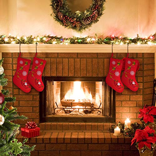 Christmas Stockings, Santa Snowman Reindeer Xmas Stockings Decoration and Party Accessory Lovely Embroidery Pattern for Family Decorations Hanging Ornament for Xmas Holiday Party