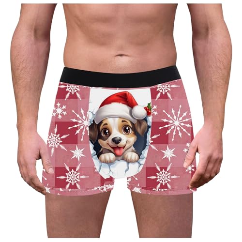 akwuiopt Ropa interior divertida de Navidad para hombre, transpirable, calzoncillos de Papá Noel, novedosos pantalones cortos de vacaciones, sin rozaduras, C, XL
