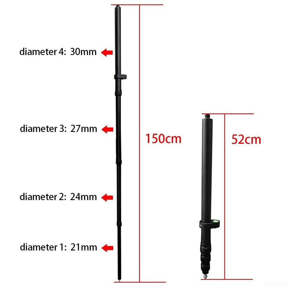Asta Telescopica Per GPS In Alluminio, Regolabile Da 52 A 150 Cm, 4 Sezioni, Leggera E Portatile, Per Rilevamenti E Posizionamento