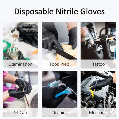 Image of Schneider Nitrile Exam Gloves, 4 Mil Black Gloves Disposable Latex Free Powder Free, Food Safe for Cooking, Food Prep, Clean