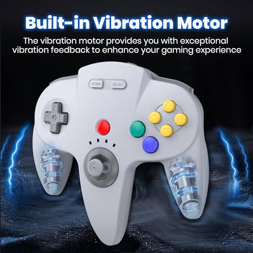 Image of [Multi-Device] Wireless Switch N64 Controller, 2.4 GHz with USB Receiver, Compatible with Windows Laptop PC iOS Mac Raspberry Pi, Switch /NSO - (Rechargeable) (Plug and Play) (2 Pack Gray /Black)