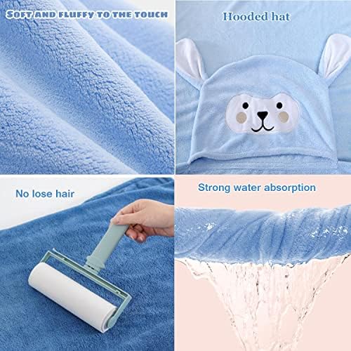 Cartoon Monkey Kids Hooded Towel, Ultra Soft Kids Poncho Towel Children Bath Towel Kids Novelty Towels Swimming Beach Towel for Boys Girls Under 5.25 Feet