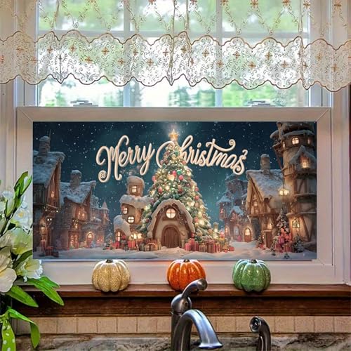 Vinilo decorativo Christmas Village 39.3 x 17.7 pulgadas miniatura 6