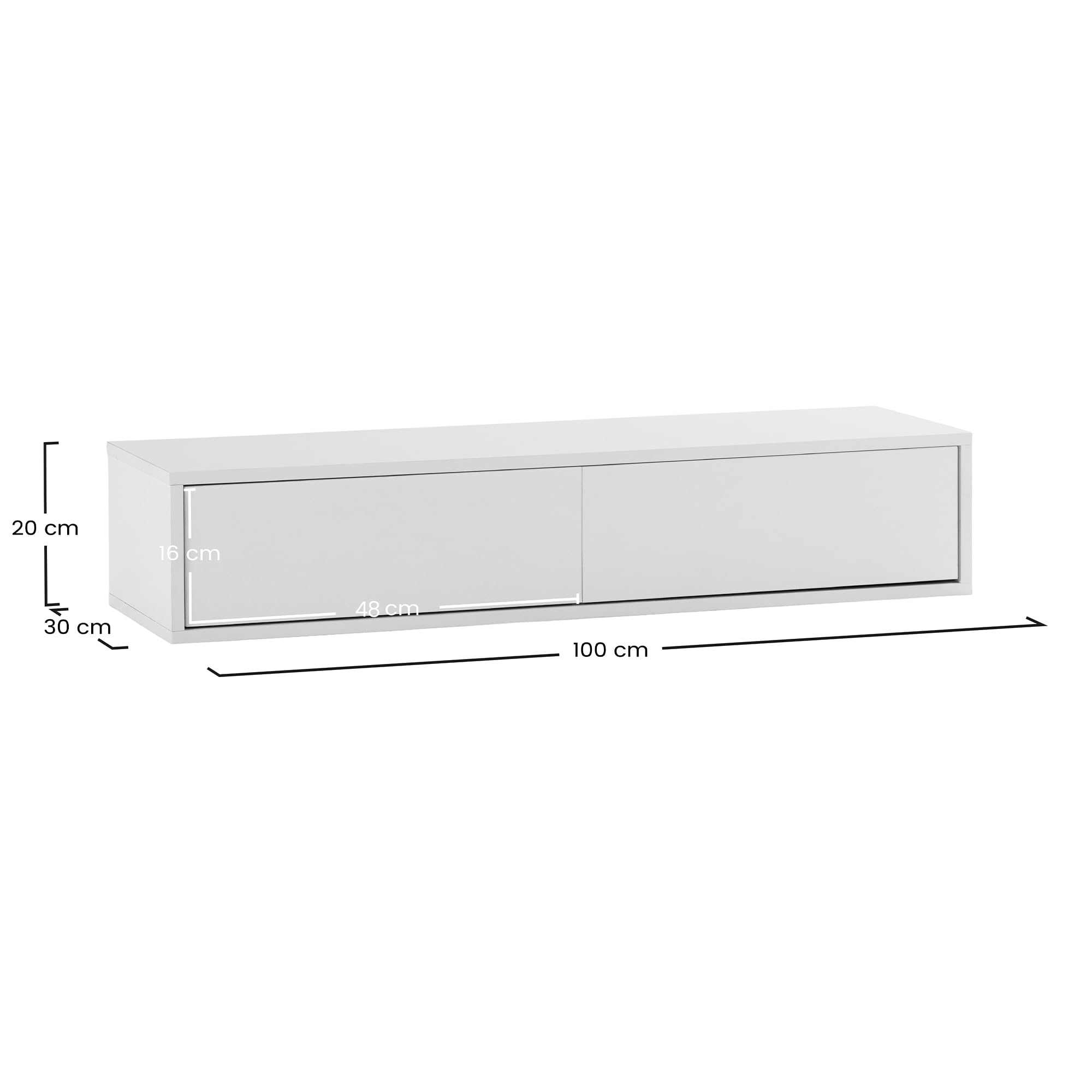 HOMN LIVING Console sospesa per ingresso Auri 2 cassetti colore bianco, 100 cm (larghezza) 30 cm (profondità) 20 cm (altezza)
