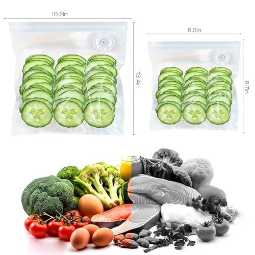 Image of RAIN SPIRIT Reusable Vacuum Sealer Bags for Food, 40 Packs (20 Medium & 20 Small) BPA-Free Food Storage Bags, Leakproof Sous Vide Bags for Freezer, Microwave, Dishwasher Safe, Preserve Freshness