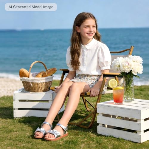 Image of Felix & Flora Toddler Girl Sandals - Little Girl Easter Dress Shoes Lightweight Open Toe Beach Holiday Flats