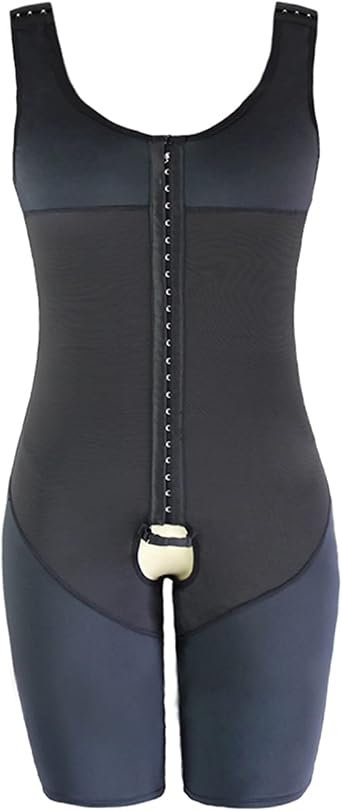 XMXM Plus Size Bodysuit For Men Weight Loss Compression Shaper Open Crotch Full Body Shapewear Tummy Control Waist Trainer (Color : Black, Size : Large)