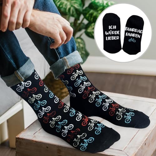 Lustige Geschenke für Männer Fahrradsocken Lustig, Geburtstag Weihnachten Geschenke für Fahrradfahrer Bruder Freund Rennrad Socken, ICH WÜRDE LIEBER FAHRRAD FAHREN Socken Fahrrad Geschenk Zubehör