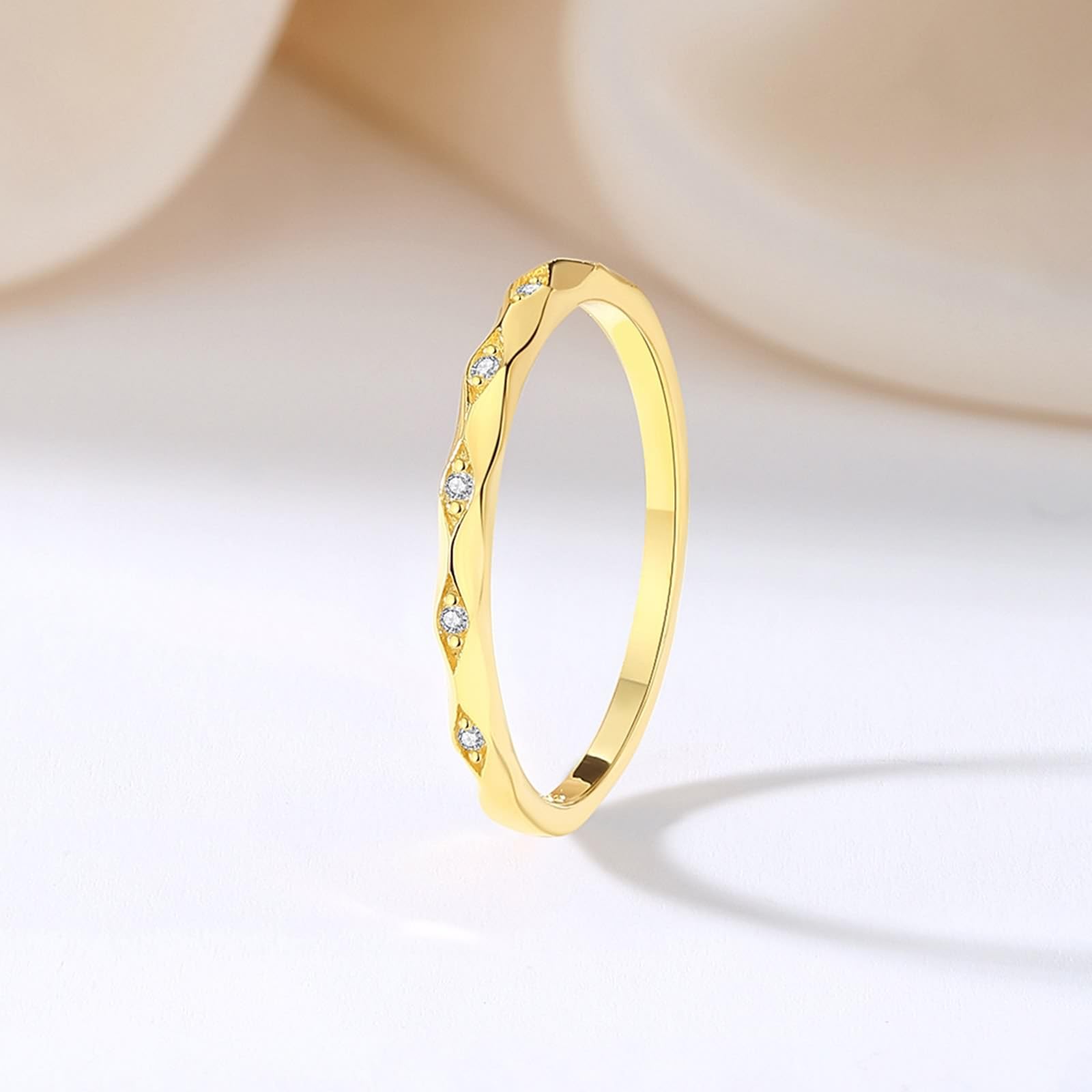 KnSam Anillo de boda de oro amarillo de 9 K/14 K/18 K, para parejas con diamante, Au 375/585/750, talla 47-65