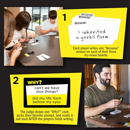 Image of Fat Brain Toys Why Because Party Game for Families Friends or Adults 3-6 Players Ages 12+, Card Game with Funny Answers, Fun Games
