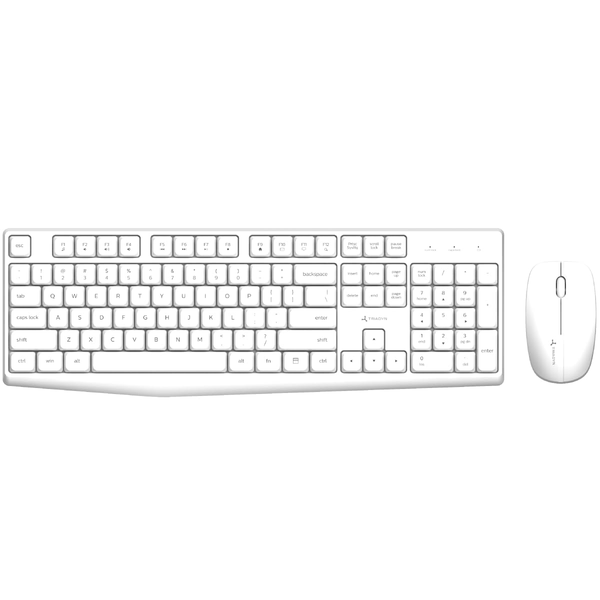 ELTANIN Portia QWERTY US Wireless Keyboard Kit + Belinda Mouse 1600 dpi, 2.4 GHz, USB Receiver, White – 12 Function Keys, Ergonomic and Ready to Use