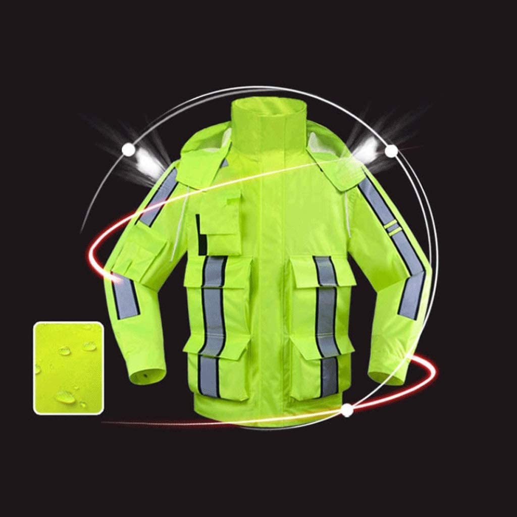 Alta Visibilidad de Seguridad de Seguridad de Trab Chaqueta de seguridad de seda impermeable Traje de trabajo verde fluorescente Transpirable Calor Mono reflectante Chaleco de construcción