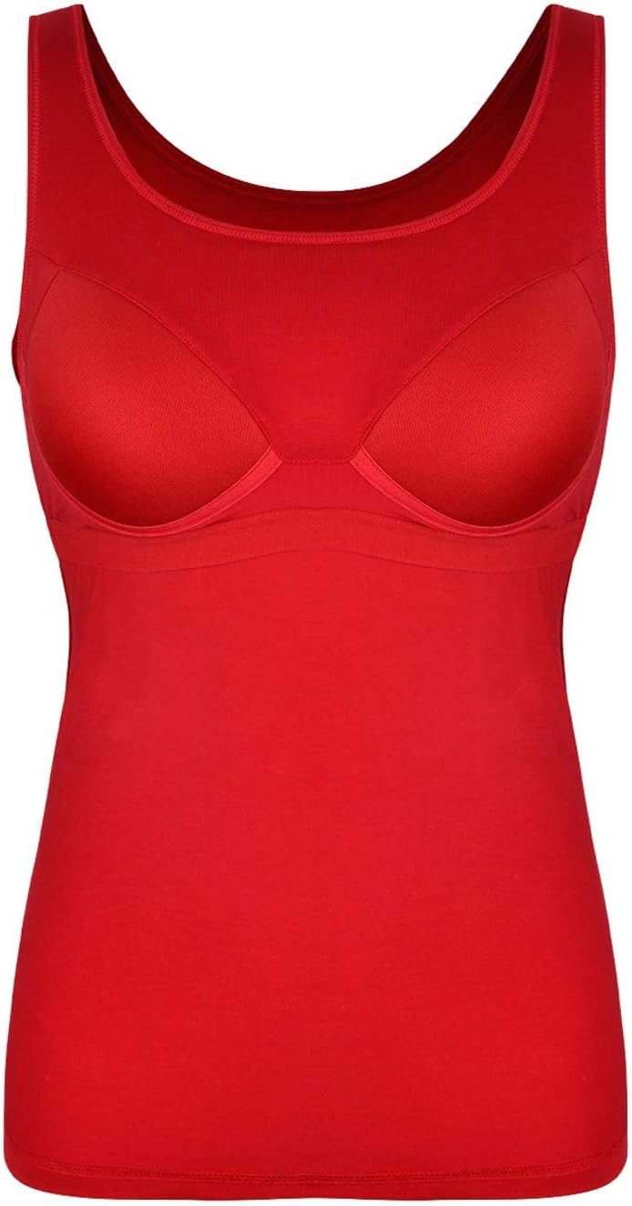 Tank Top with Built in Bra Cup for Women Casual Wide Strap Sleevless Layer Camisole Yoga Top Pack S-3XL