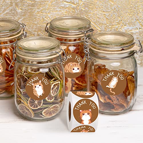 500 Pcs Thank You Stickers Small Business 1 Inch Cute Cat Thank You Stickers For Packaging Envelope Seals Labels Roll For Wedding Birthday Party Gift Wrap Bag #TOP5