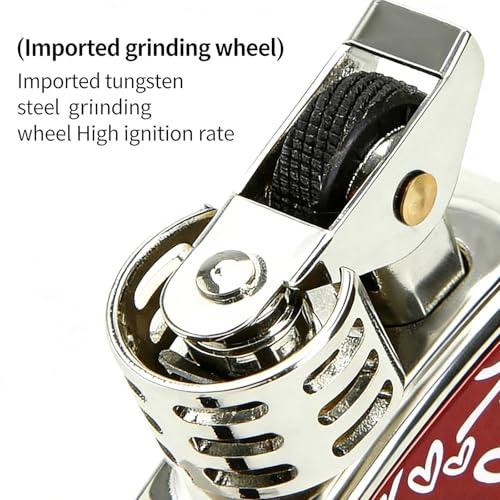 Encendedor metal rojo recargable con rueda de molienda miniatura 3