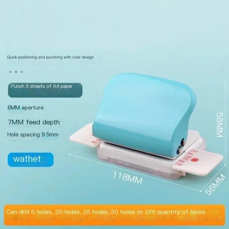 6ホールペーパーパンチハンドヘルドメタルホールパンチャー容量6mmノートブックスクラップブック日記バインディング(Green)