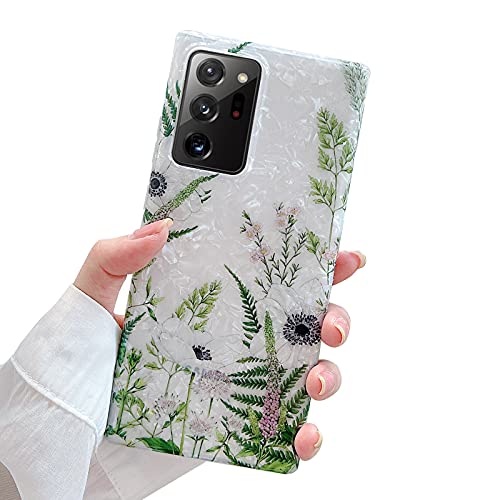 LEOBELLA Samsung Galaxy Note 20 Ultra Case Cute Pearl Design for Women Soft TPU Silicone Shockproof Bumper for Galaxy Note 20 Ultra 5G 6.9 Inch (Green Leaf)