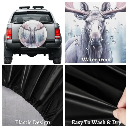 Image of Spare Tire Cover for RV Trailer, Moose Deer Nature Tire Covers Universal Fit for Travel Trailer Camper Jeep RV SUV Truck Waterproof Wheel Cover (16 inch for Diameter 29 inch - 31 inch)