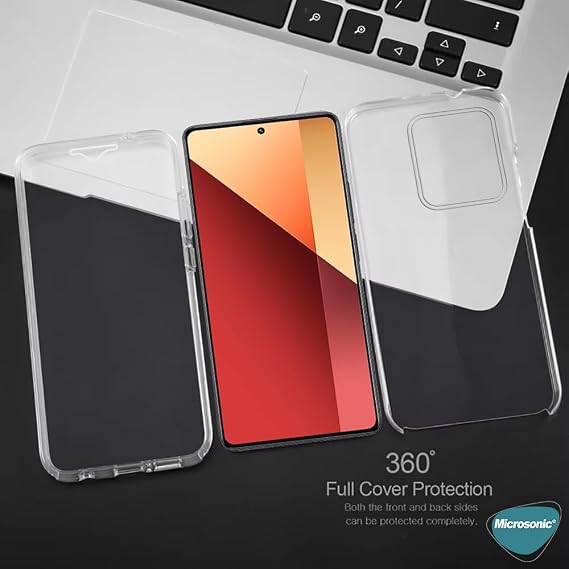 Microsonic Xiaomi Redmi Note 13 Pro 4G Kılıf 6 Tarafı Tam Full Koruma 360 Clear Soft Şeffaf [Redmi Note 13 Pro 4G ile Uyumlu Kılıf - Şeffaf]