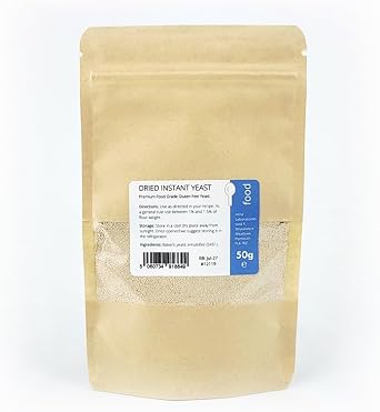 Intralabs Dried Instant Yeast Baker Bakery Baking Bread Dough Catering 50g - Fast Rising Baking Yeast for Bread, Dough, Pizza & Pastries