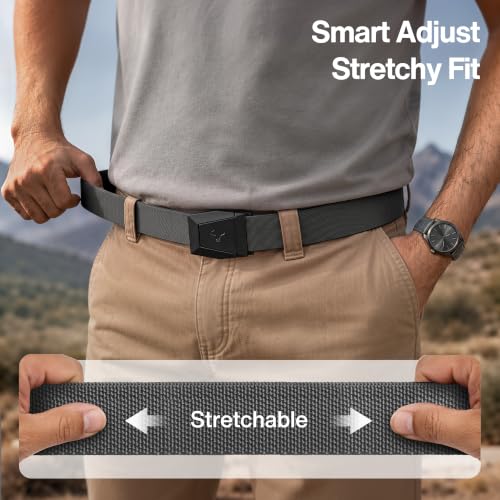 Image of BULLIANT 2-Pack Men Stretch Tactical Web Belt-Trimmable 1.5 inch-Adjustable Fit | Smooth Sliding | Adjustable for Precise Fit | Tailored Size | Rugged Nylon for Heavy Duty, hiking, Hunting