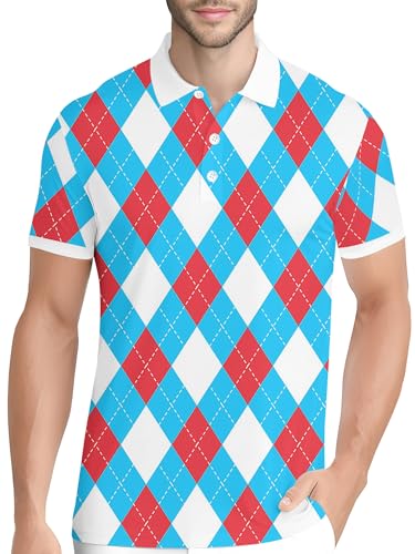 Image of PAGYMO Funny Golf Shirts for Men Crazy Printed Pattern Novelty Moisture Wicking Performance Mens Polo Shirt