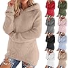 Womens Fuzzy Sweater Fur Mid Length Long Sleeve Pullover Warm Ribbed Hem Tops Winter Insulated Clothes Plus Size Outfits
