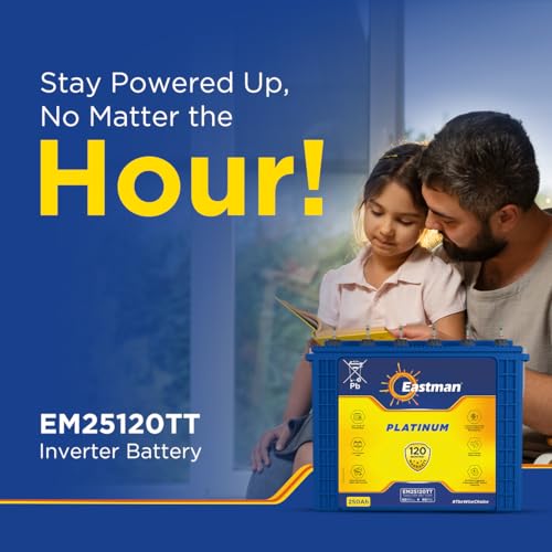 Image of Eastman EM25120TT 250Ah Tall Tubular Inverter Battery | Ultra High Capacity | Rugged Build | 120-Month Warranty | Supports 700VA-2000VA Inverters