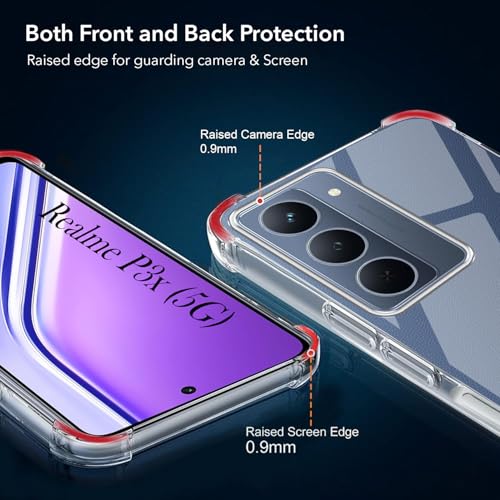 Image of Jkobi Shockproof Crystal-Clear Back Cover for Realme P3x (Anti Yellow Case | Drop & Camera Protection | Hard Polycarbonate)