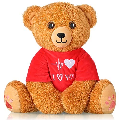 Teddy Bear 16 Inch Bear Stuffed Animals Plush Valentine's Day Kids Valentines Stuffed Bear Plush Toy for Girlfriend Romantic Teddy Bear for Birthday Wedding Anniversary Presents