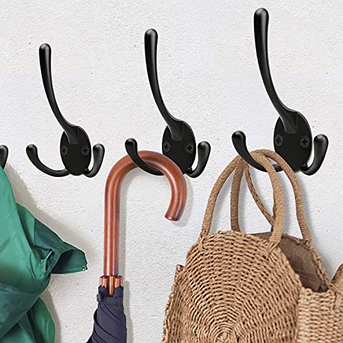 YIHATA 5 Pack Black Coat Hooks Wall Mounted, Wall Hook Heavy Duty Big