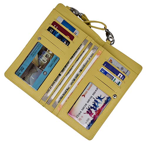 Image of URBAN FOREST Ruby Bright Yellow Leather Sling Wallet for Women