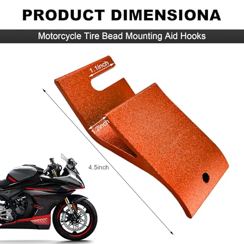Image of KVAEY Motorcycle Tire Bead Installation Holder Hook, Off-Road Tire Removal Install Assistance Tool, Universal Wheel Tire Changing Tool for Dirt Bike, Motorcycle Accessories (Orange)