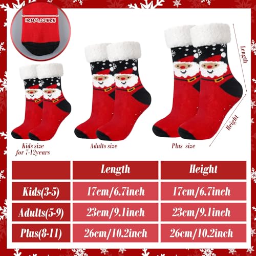 Image of Fourluoo 4 Packs Christmas Fuzzy Slipper Socks Xmas Fluffy Sherpa Thermal Socks with Grippers for Women men
