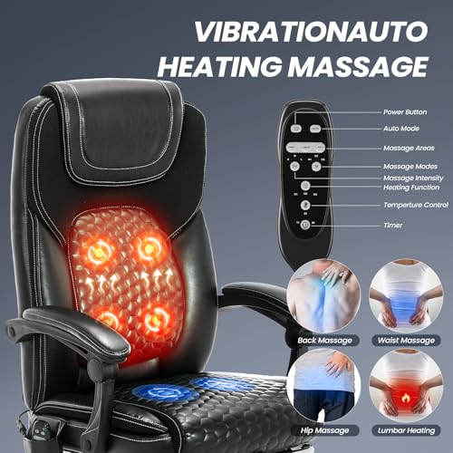 COLAMY Executive Office Chair with Footrest - Ergonomic High Back Design, Thick PU Leather Computer Chair with Removable Lumbar Pillow, Recliner Gaming chair for Home Office Work Comfort(Khaki) - Image 5